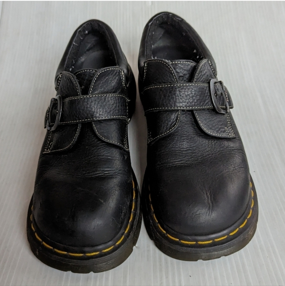 DOC MARTENS 3A78 chunky platform black leather buckle monk loafers Creepers - Picture 2 of 8